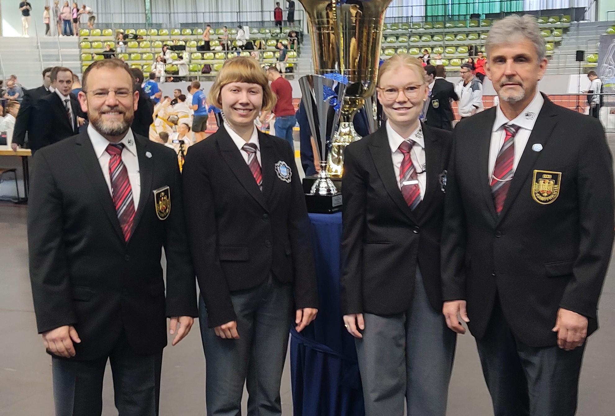 Matthias Kolonko, Susanne Schubert, Emma Löffler und Andreas Hempfling beim Glaspalastturnier in Sindelfingen.
