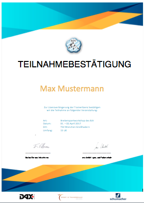 Neu: Teilnahmebestätigungen